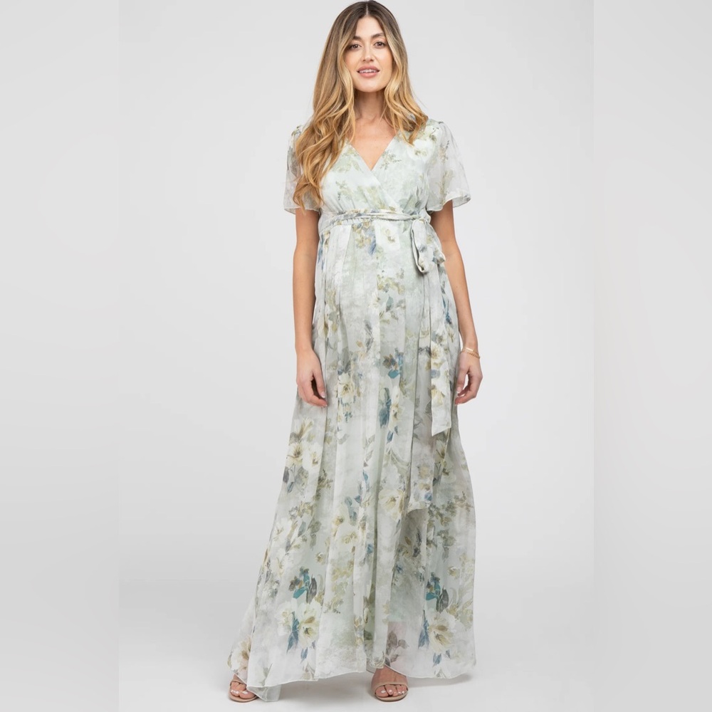 Wrap Front Maternity Maxi Dress